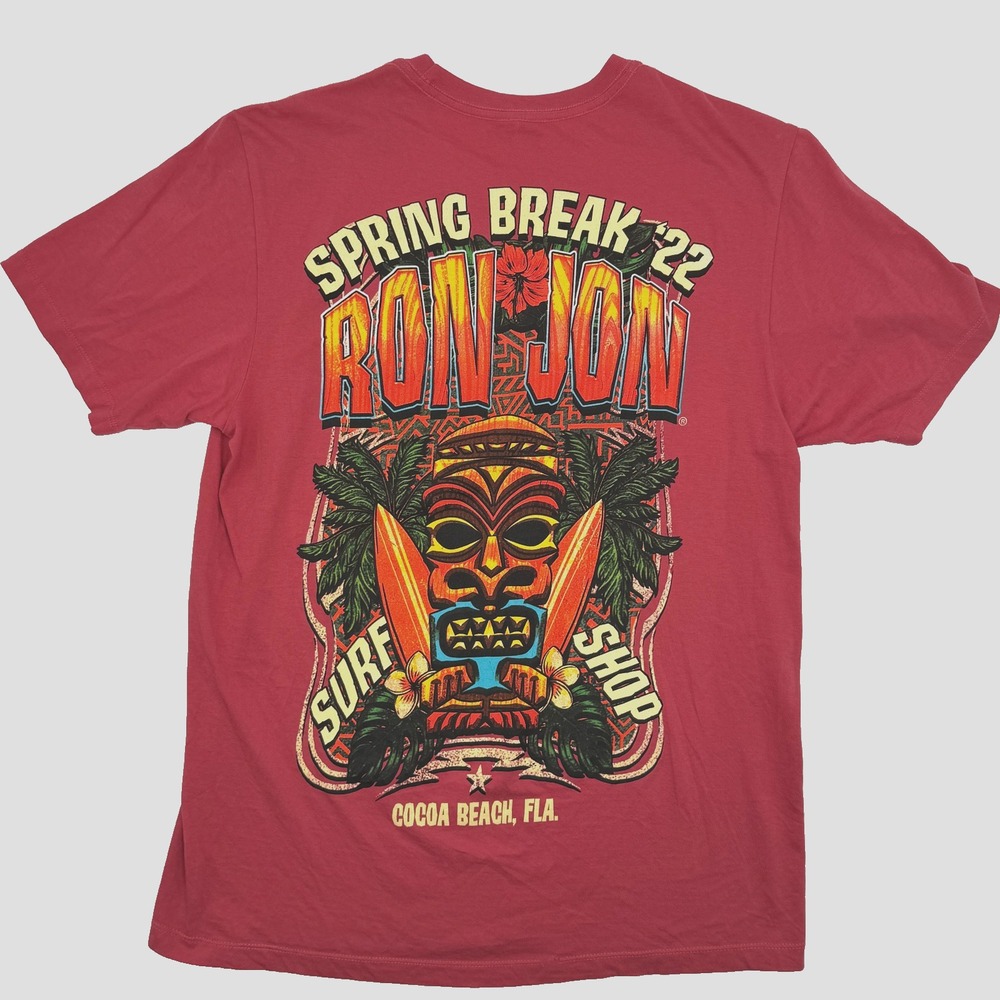 Ron Jon T-Shirt Men's Red Small 100% Organic Cotton Spring Break